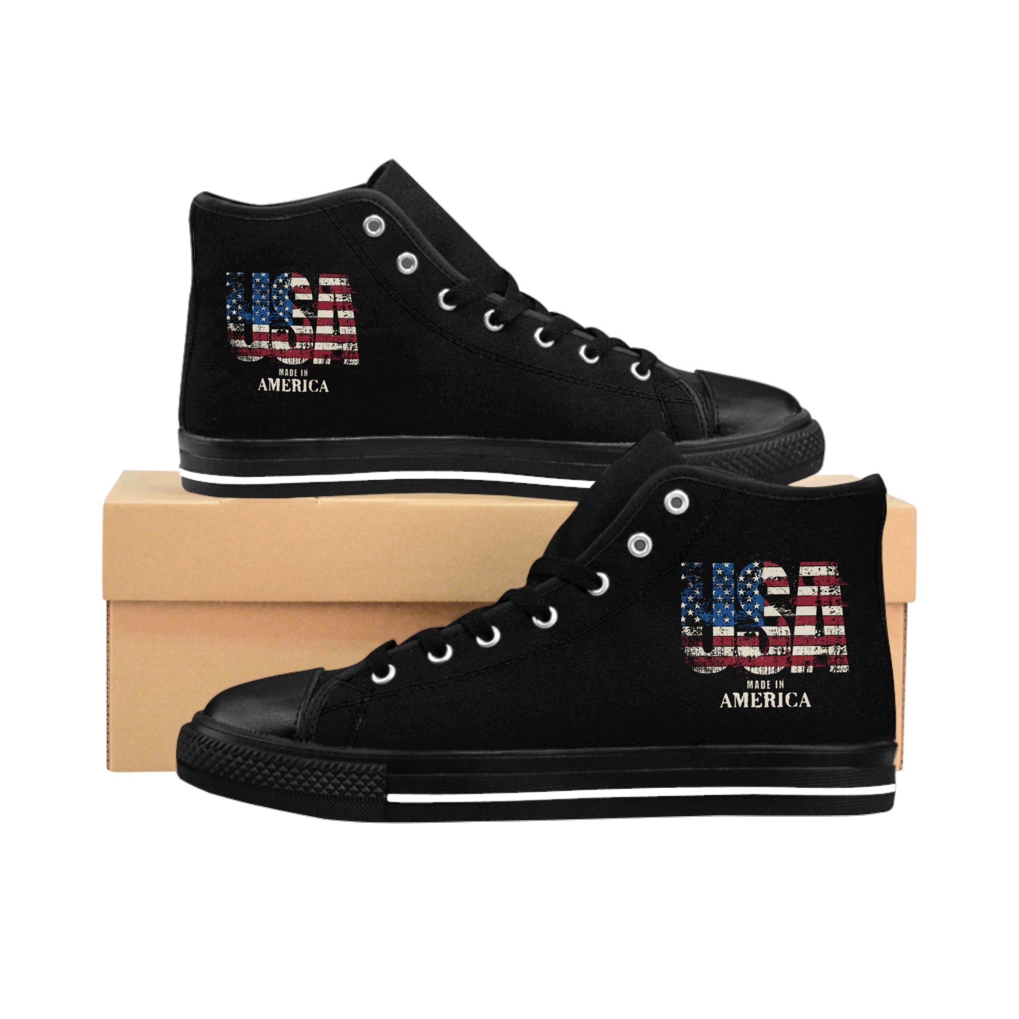 USA Flag Classic High-Top Sneakers 