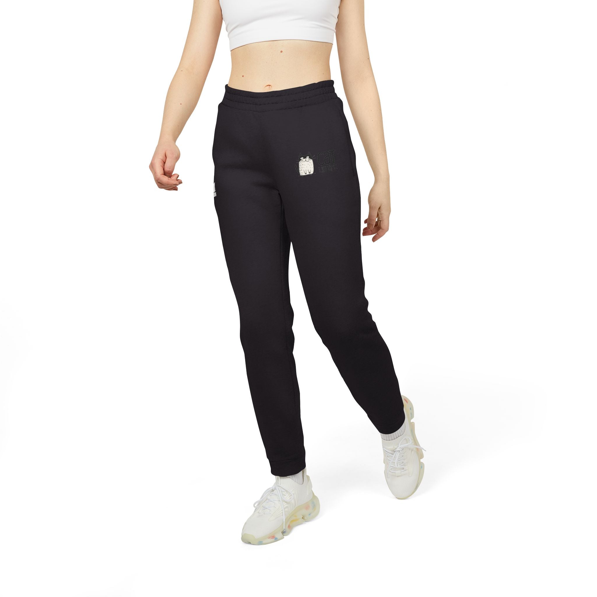 Adidas Cat Graphic Fleece Joggers - Unisex Comfort Wear 